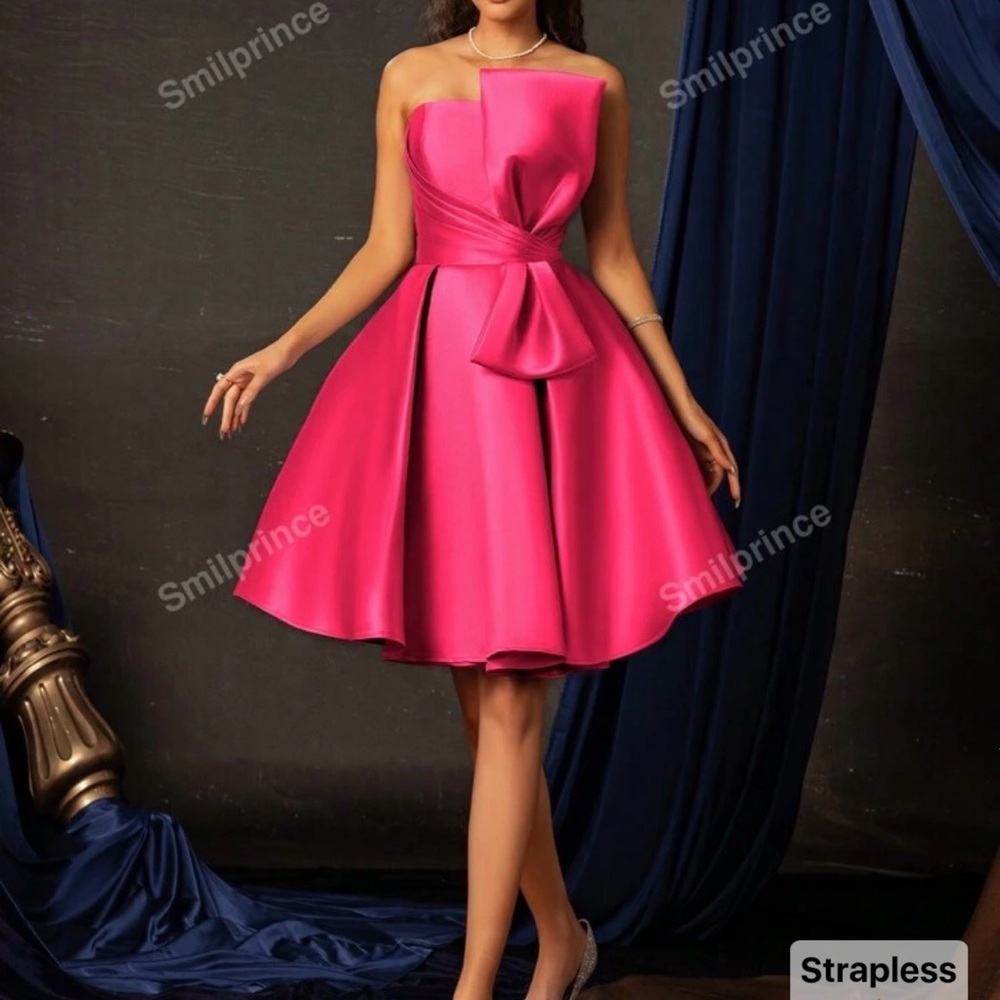 Elegant Strapless Pink Dress